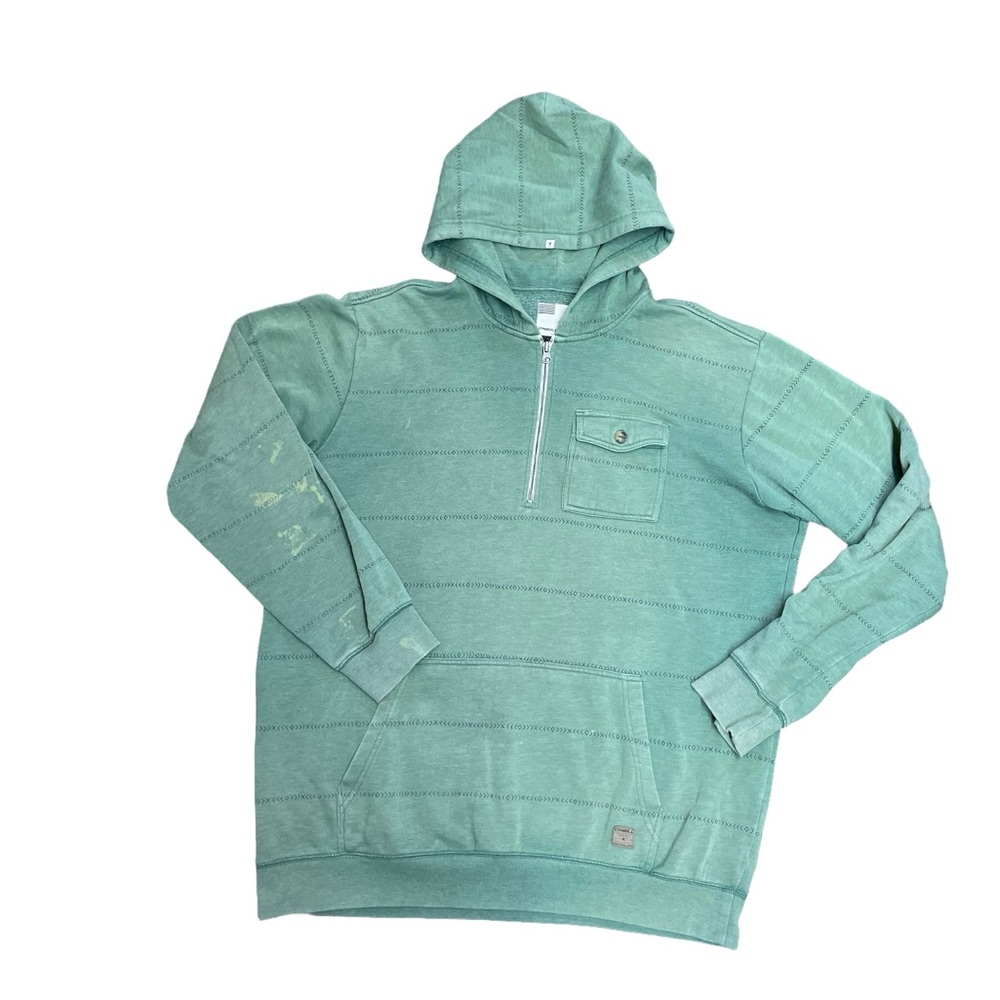 O'Neill Green Pullover Hoodie with Kangaroo Pocket and Ribbed Cuffs